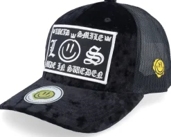 Trucker | Velvet Caps-Lucid Smile L&s Sweden Patch Black Velvet Trucker -