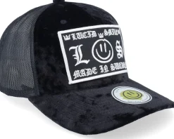 Trucker | Velvet Caps-Lucid Smile L&s Sweden Patch Black Velvet Trucker -
