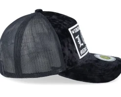 Trucker | Velvet Caps-Lucid Smile L&s Sweden Patch Black Velvet Trucker -