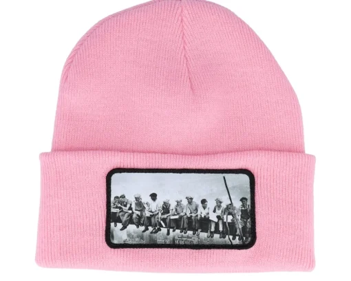 Cuff Beanies-Public Domain Lunch Atop A Skyscraper Beanie Classic Cuff - Pink