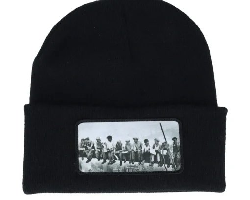 Cuff Beanies-Public Domain Lunch Atop A Skyscraper Beanie Classic Cuff - Pink