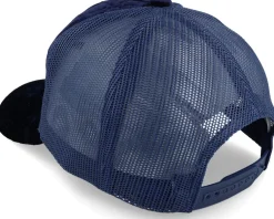 Trucker-Public Domain Lunch Atop A Skyscraper Navy/Navy Velvet Trucker - Blue