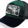 Trucker | Velvet Caps-Calza Pennello Luxury Hot Rod Velvet /Navy A-frame Trucker - Green
