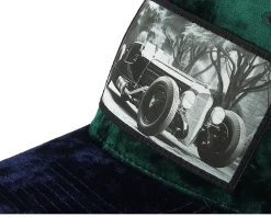 Trucker | Velvet Caps-Calza Pennello Luxury Hot Rod Velvet /Navy A-frame Trucker - Green