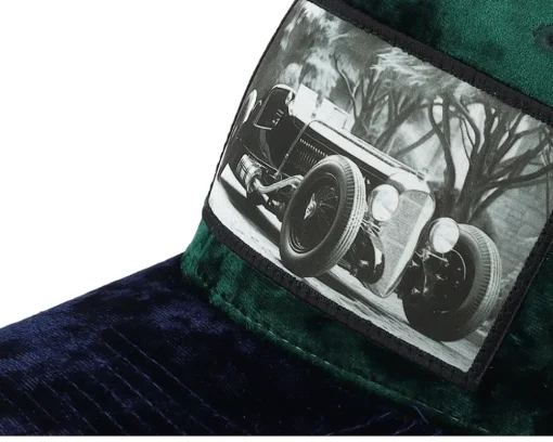 Trucker | Velvet Caps-Calza Pennello Luxury Hot Rod Velvet /Navy A-frame Trucker - Green