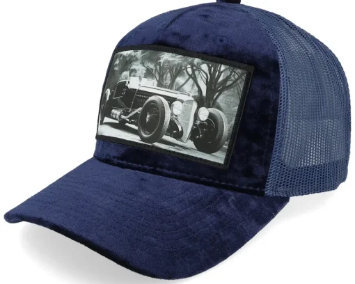 Trucker | Velvet Caps-Calza Pennello Luxury Hot Rod Velvet /Navy A-frame Trucker - Green