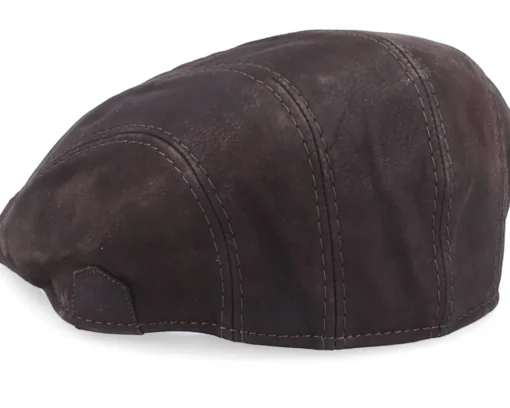 Flat Caps-MJM Hats Maddy Nappa Wax Flat Cap - Brown