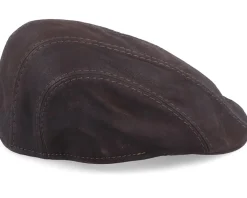 Flat Caps-MJM Hats Maddy Nappa Wax Flat Cap - Brown
