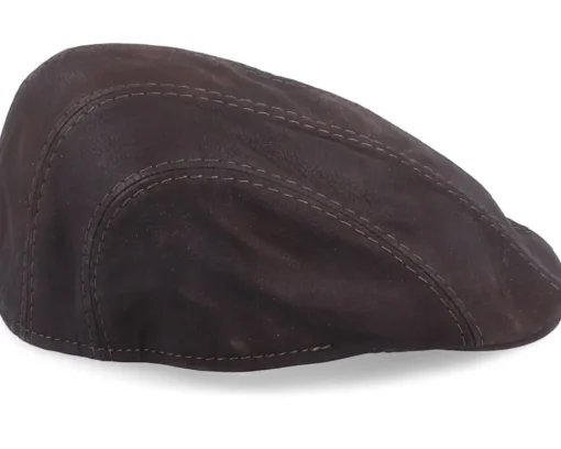 Flat Caps-MJM Hats Maddy Nappa Wax Flat Cap - Brown
