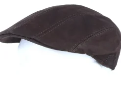 Flat Caps-MJM Hats Maddy Nappa Wax Flat Cap - Brown