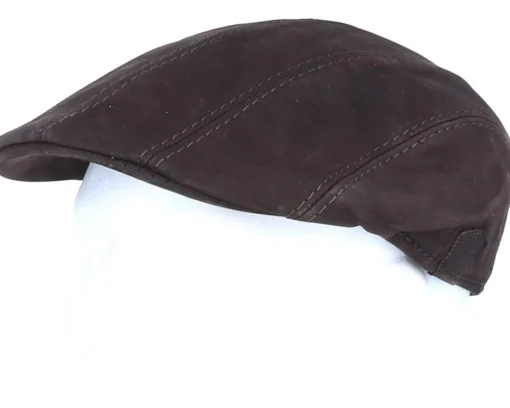 Flat Caps-MJM Hats Maddy Nappa Wax Flat Cap - Brown
