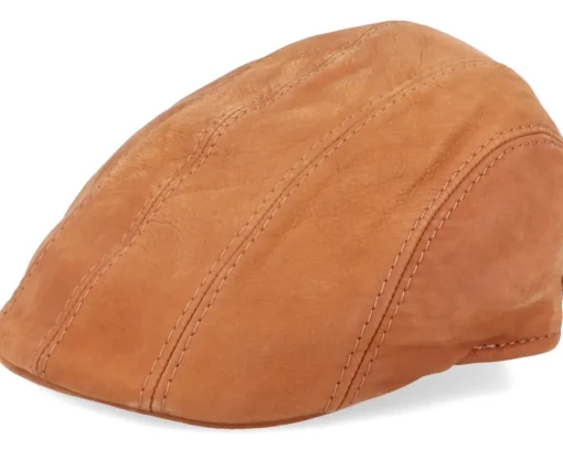 Flat Caps-MJM Hats Maddy Nappa Wax Flat Cap - Brown