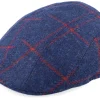 Flat Caps-MJM Hats Maddy Virgin Wool Navy Check Flat Cap - Blue