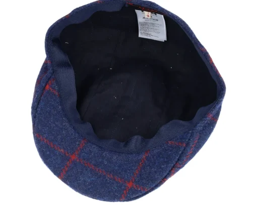 Flat Caps-MJM Hats Maddy Virgin Wool Navy Check Flat Cap - Blue