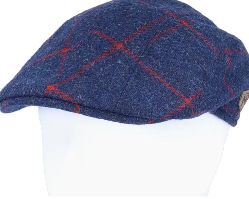 Flat Caps-MJM Hats Maddy Virgin Wool Navy Check Flat Cap - Blue