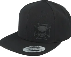 Best Born To Ride Maltese Cross Skull Black Patch Black Snapback -