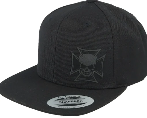Best Born To Ride Maltese Cross Skull Black Patch Black Snapback -