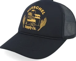 Trucker-Herschel Marina Mesh Silo Cap Black/Golden Yellow A-Frame Trucker -