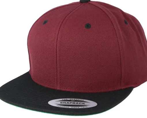 Fashion Yupoong Maroon Black Snapback - Red
