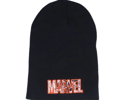 Long Beanies-Difuzed Marvel Core Logo Slouchy Black Long Beanie -