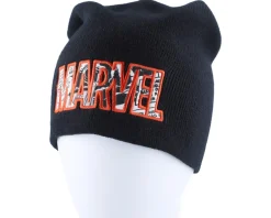 Long Beanies-Difuzed Marvel Core Logo Slouchy Black Long Beanie -