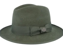 Fedora-MJM Hats Mauk Woolfelt Wr Crush Olive Fedora -