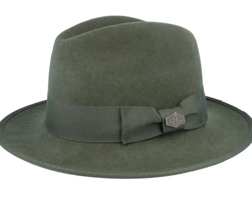 Fedora-MJM Hats Mauk Woolfelt Wr Crush Olive Fedora -