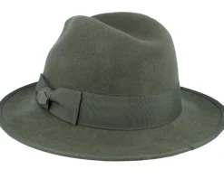 Fedora-MJM Hats Mauk Woolfelt Wr Crush Olive Fedora -