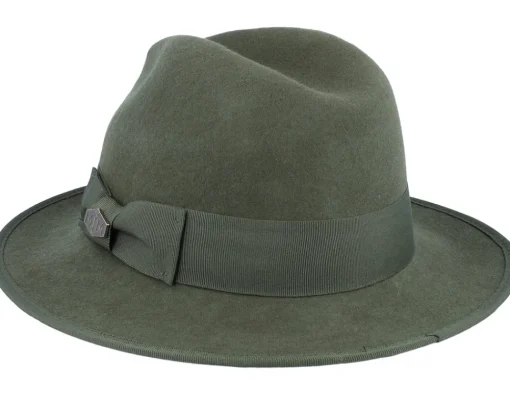 Fedora-MJM Hats Mauk Woolfelt Wr Crush Olive Fedora -