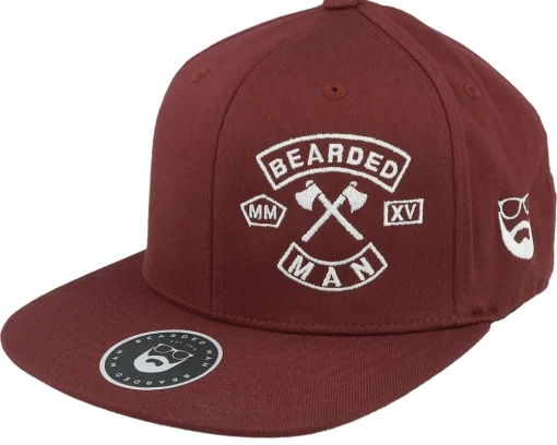Outlet Bearded Man MC Patch Maroon Fitted -
