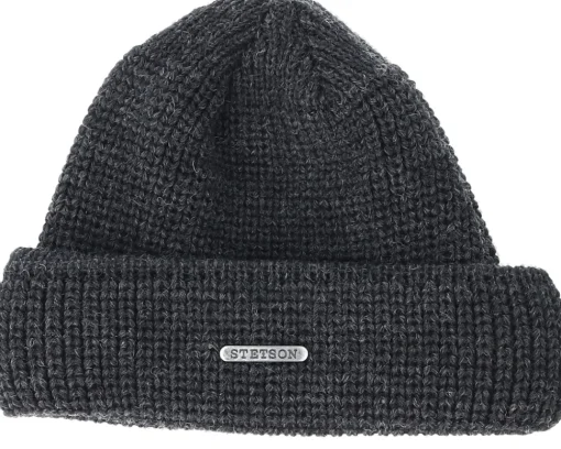 Discount Stetson Merino Wool Dark Grey/Black Beanie -