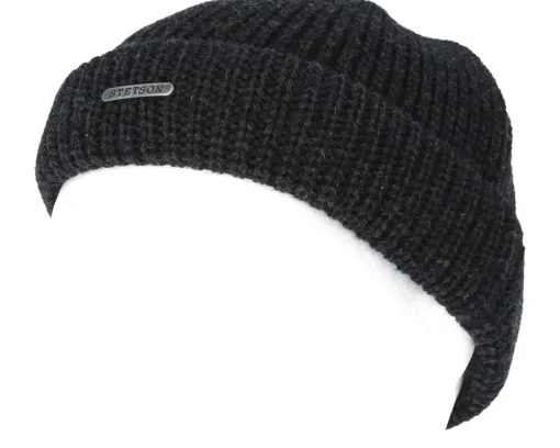 Discount Stetson Merino Wool Dark Grey/Black Beanie -