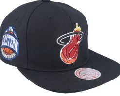 Sale Mitchell & Ness Miami Heat Conference Patch Black Snapback -
