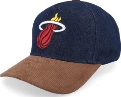 Adjustable-Mitchell & Ness Miami Heat D-stressed Pro Dark Navy/Brown Corduroy A-frame Adjustable - Blue
