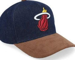 Adjustable-Mitchell & Ness Miami Heat D-stressed Pro Dark Navy/Brown Corduroy A-frame Adjustable - Blue
