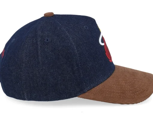 Adjustable-Mitchell & Ness Miami Heat D-stressed Pro Dark Navy/Brown Corduroy A-frame Adjustable - Blue