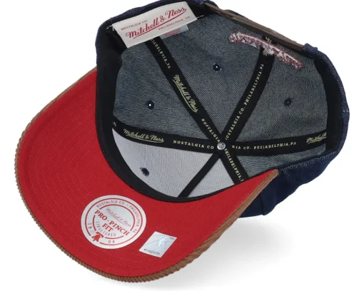 Adjustable-Mitchell & Ness Miami Heat D-stressed Pro Dark Navy/Brown Corduroy A-frame Adjustable - Blue