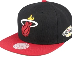 Snapback-Mitchell & Ness Miami Heat Patched Up Black/Red Snapback -