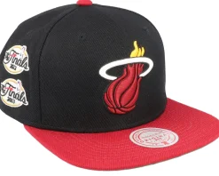 Snapback-Mitchell & Ness Miami Heat Patched Up Black/Red Snapback -