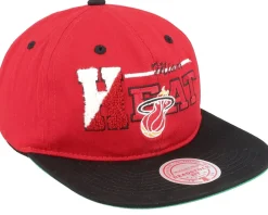 Outlet Mitchell & Ness Miami Heat Varsity Letter /Black Snapback - Red