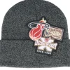 Online Mitchell & Ness Miami Heat XL Logo Patch Knit Heather Cuff - Black
