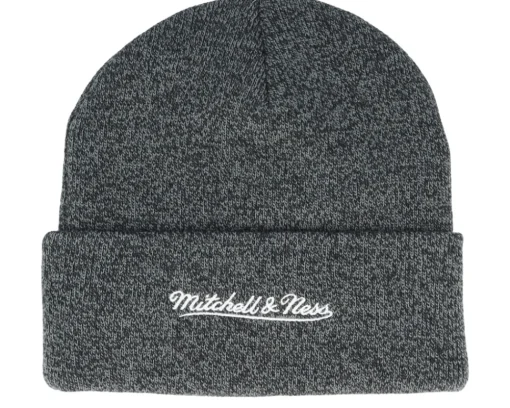 Online Mitchell & Ness Miami Heat XL Logo Patch Knit Heather Cuff - Black