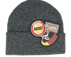 Online Mitchell & Ness Miami Heat XL Logo Patch Knit Heather Cuff - Black