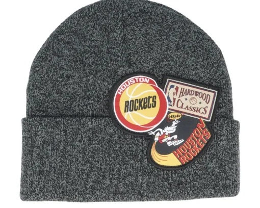 Online Mitchell & Ness Miami Heat XL Logo Patch Knit Heather Cuff - Black
