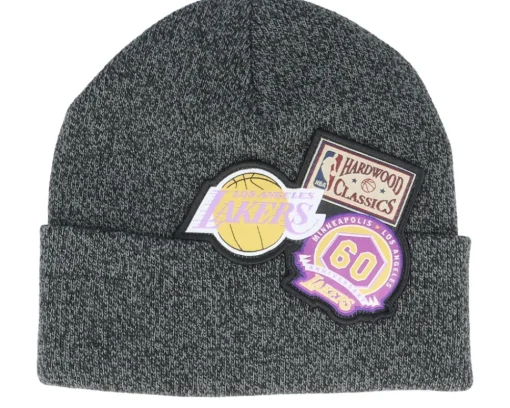 Online Mitchell & Ness Miami Heat XL Logo Patch Knit Heather Cuff - Black