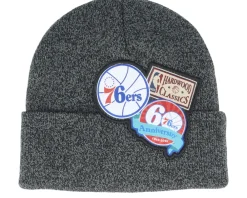 Online Mitchell & Ness Miami Heat XL Logo Patch Knit Heather Cuff - Black