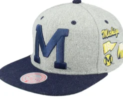 Outlet Mitchell & Ness Michigan Wolverines Melton Patch /Navy Snapback - Grey