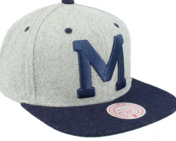 Outlet Mitchell & Ness Michigan Wolverines Melton Patch /Navy Snapback - Grey
