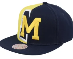 Sale Mitchell & Ness Michigan Wolverines Retroline Navy Snapback -