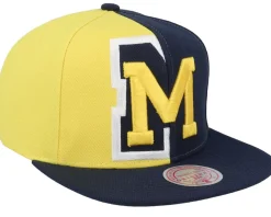 Sale Mitchell & Ness Michigan Wolverines Retroline Navy Snapback -